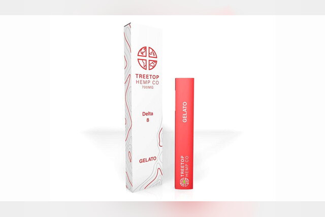 Treetop Hemp Co Delta 8 Gelato disposable vape and box