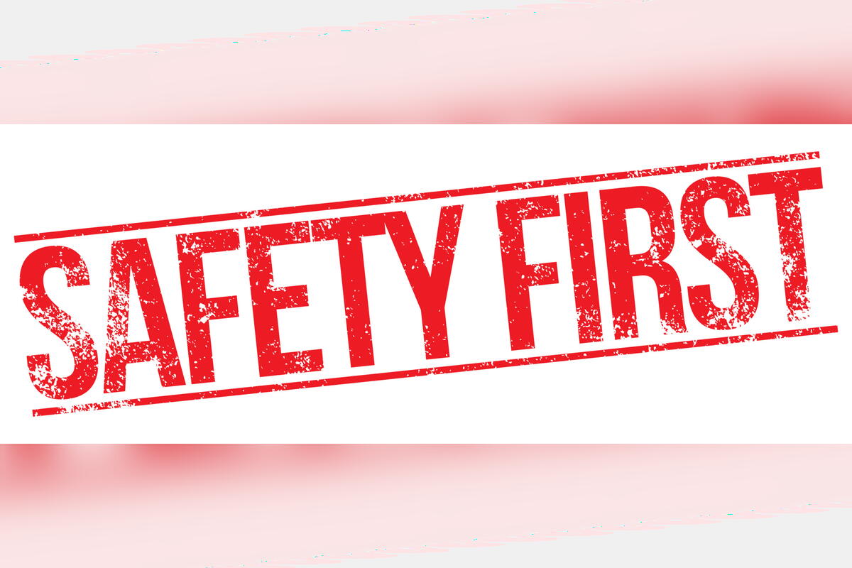 Red "Safety First" stamp