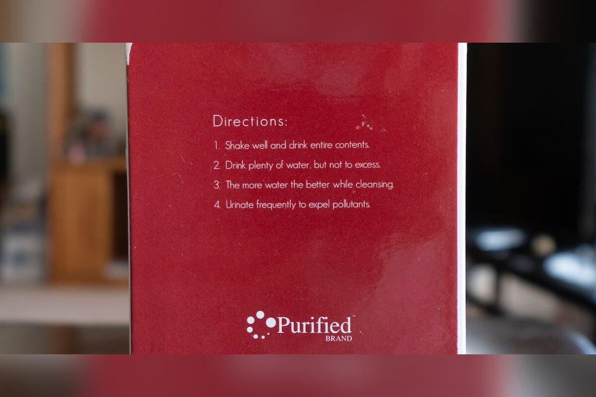 Directions printed on the red PuriClean Instant box