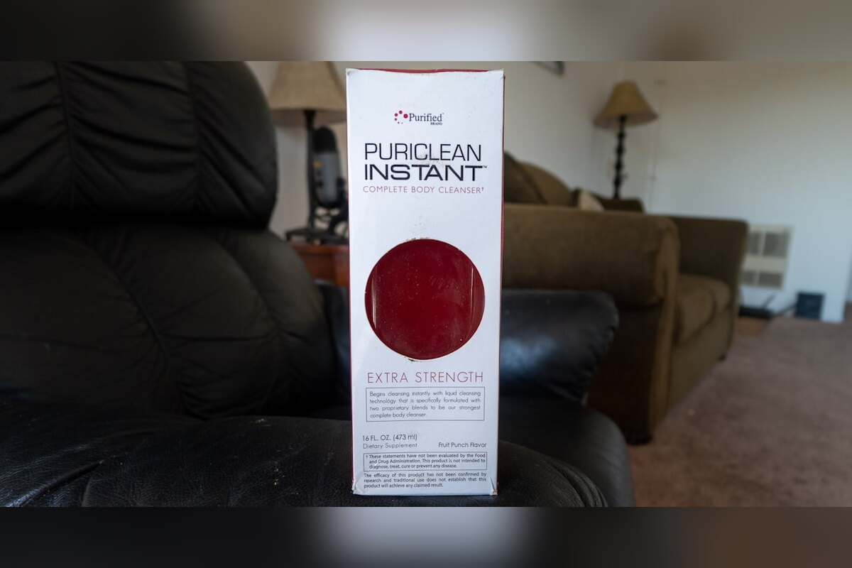 PuriClean Instant Extra Strength box on a leather sofa