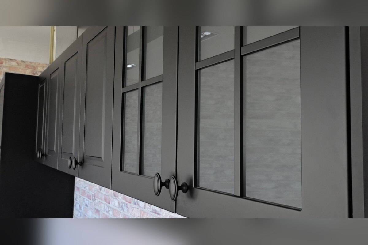 Dark kitchen cabinets for storing CBC oil away from sunlight