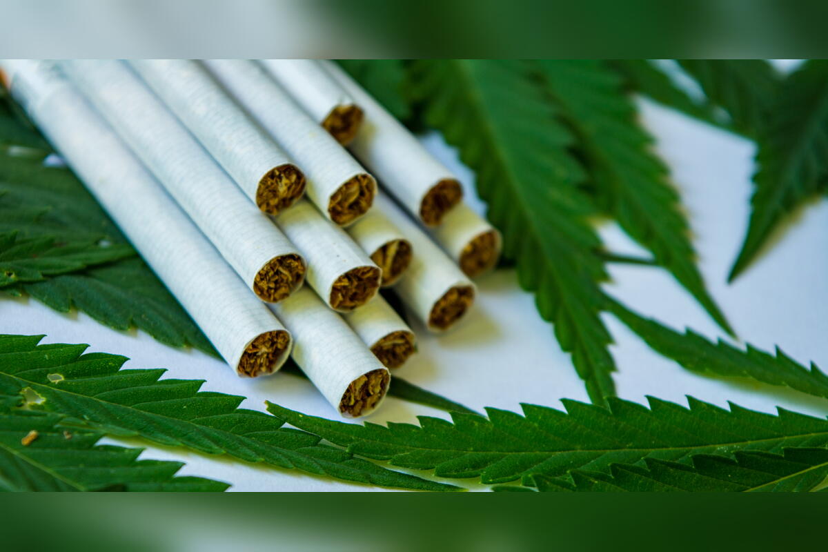 Stack of delta-8 cigarettes on cannabis leaves