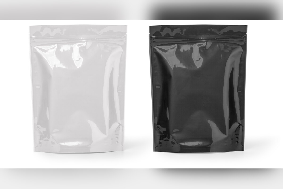 White and black resealable pouches for storing moon rocks