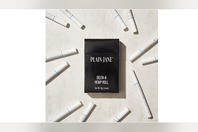 Plain Jane delta-8 THC hemp cigarettes pack surrounded by cigarettes
